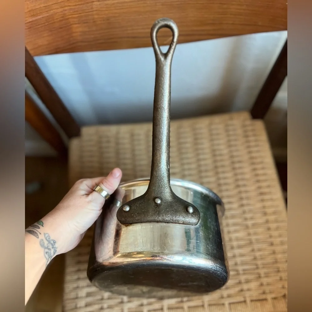 Vintage French Aluminum Saucepan Made in France | Iron Handle | Bistro Cookware